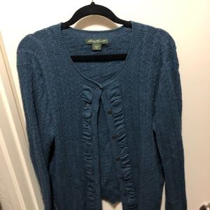 PRICE DROP Eddie Bauer cable knit ruffled sweater